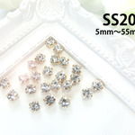※送料無料　SS20(5～55mm)クリア　50個セット☆高品質爪付きガラスラインストーン