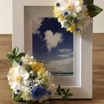 夏を感じる☆ホワイトジニアの爽やか写真立て♪