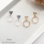 《小》逆三角 クリア × クリア リング ピアス/イヤリング 金属アレルギー対応  モノトーン