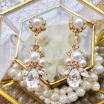 NEW☆【送料無料】ブライダルゴールドベーススワロスキーpearl(ピアスorイヤリング)