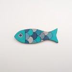 魚のブローチ 青