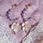 メニメニパール×マットシルバーフラワーピアス&イヤリング　R442