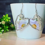 うす紫のお花のシルバーハートピアス