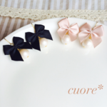 【再販】コットンパールとリボンのピアス