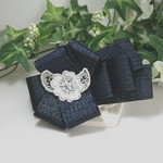 【送料込み】galette  ❇ lace  flower  (navy) リボンバレッタ         