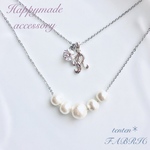 ステンレス◇5粒 コットンパールネックレス◆金属アレルギー対応 ネックレス＊5b/5cタイプ◆重ね付けにも⋆*