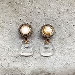 【 chimie vintage-708 】ヴィンテージボタンとドイツ製クリアリングのジュエリー