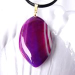 アゲート　瑪瑙　あでやかストライプのネックレス パープル ホワイト ★個性派さんへお勧めの一点物★