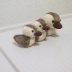 ご注文品☆羊毛フェルト☆カモの親子☆渋めの茶色オリジナルミックス☆