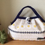 ミニグラニーバッグ＊デイジーボーダー♡ブルー