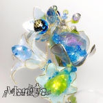 二種の簪〜ほたるガラスの花・鉱石の花〜