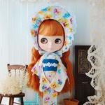 Blythe outfit ビオラ浴衣＆ハーフボンネットSET