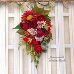 キャスケードスワッグ サンセットルビー  SALE中 アートフラワー フラワースワッグ 夏の飾り サマーリース