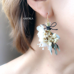  swag ブランシュ紫陽花とかすみ草 ピアス/イヤリング    フラワーピアス  ウェディング   ブーケピアス パーツ変更