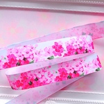【7216】2m300円 22mm幅 グログランリボン フラワー 花柄 ピンク