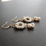 ベージュニットリング★ピアス&イヤリング【No.568】●パール風●シンプル●ホワイト●かわいい