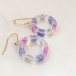 ドライフラワーのクリアピアス＊サークル