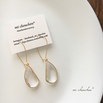 大ぶり クリア ガラスチャーム×フープピアス