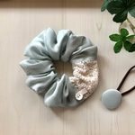 シフォン×レースのシュシュ✿ミントグリーン　ヘアゴム付き【再掲】