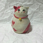 [yuki様ご予約済]ねこ2頭身 ❤&鈴柄付 一輪挿し(94 ワケあり)