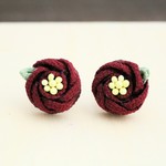 【えんじ】椿ピアス★つまみ細工 ★ イヤリングに変更可