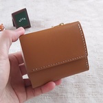 【SALE】牛革三つ折り財布（ライトブラウン）