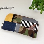 デニムパッチ カモフラ  ダブルファスナー長財布