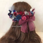 【soil904様 専用出品】cassis wine pink navy blue silver tulle ribbon ヘッドドレス