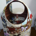 me様オーダー品：USA生地　パリ柄の持ち手一体型トート（小ぶり）