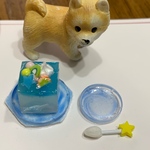 ミニチュアフード夏のソーダゼリー☆涼しげなお皿2枚と星のスプーン、コースター付き☆