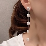 14kgf  淡水パール ５連 ロング ピアス 