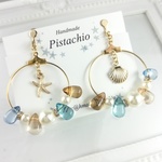 【現品限り】人魚の耳飾り・ブルーブラウン【イヤリング・ピアス】