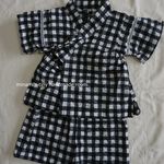 ♥モノトーン甚平♥　ベビー甚平　ブロックチェック　シンプル　　男の子　女の子　80サイズ