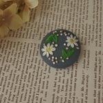 くるみボタン　ブローチ　花H