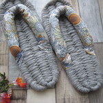布ぞうり：hina0210さまご予約品＊silver gray 22.5cm/sun flower