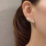 14kgf  淡水パール 5連 ライン ピアス イヤリング