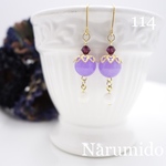 送料無料♯114☆ラベンダー翡翠×マザーオブオパール×スワロスキークリスタル☆天然石ピアス（金属ピアス）  ハンドメイド