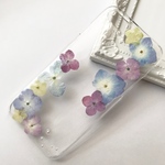 紫陽花の押し花スマホケース カバー