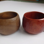 yumegon様受注作品　花梨と朴のペアコーヒーカップ　一木彫り