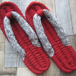 布ぞうり：red 24.5cm/line sun flower(white)