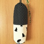 レジ袋ストッカー ポリ袋ストッカー  猫 黒 お洒落 水玉