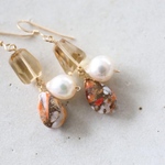 14KGF oystercopperturquoise　pearl pierce[kgf0695]