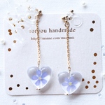 blue flower heart…♡　ゆれるピアス/樹脂ノンホールピアス（イヤリング）