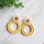 再販♡フラワー ラタン イヤリング or ピアス(オレンジ)
