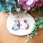 仲良し猫の陶ブローチ(ペアセット)/陶器製