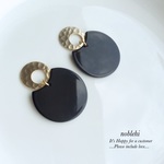 new▷matgold circle×black  ピアス/ノンホールイヤリング＊受注製作＊O106