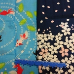 縦30cm×横30cmハギレ2枚セット「金魚×夜桜」