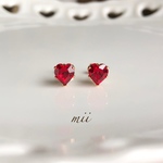 ≪14kgf≫vintage swarovski ハートピアス レッド