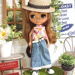 No.1607  夏色花柄トップスとデニムのバギーパンツ