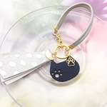 本革猫のバッグチャーム（グレー）